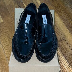 Steve Madden Glossy Black Slip-On Loafers